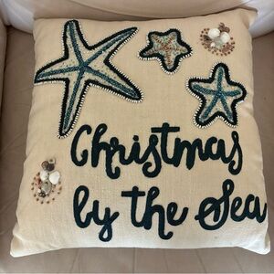 Christmas by the Sea Beach Pillow with shells & beaded starfish from Pier 1 mint